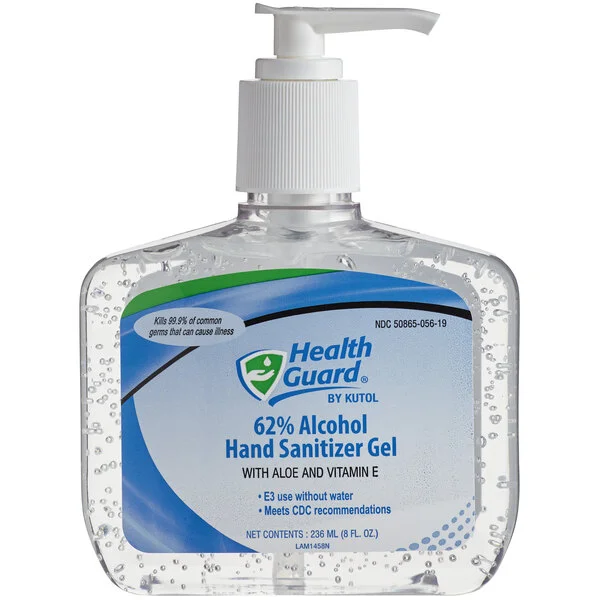 Kutol 5619 Health Guard 8 oz. Dye and Fragrance Free 62% Alcohol Instant Hand Sanitizer Gel - 12/Case Kutol 5619 Health Guard 8 oz. Dye and Fragrance Free 62% Alcohol Instant Hand Sanitizer Gel - 12/Case