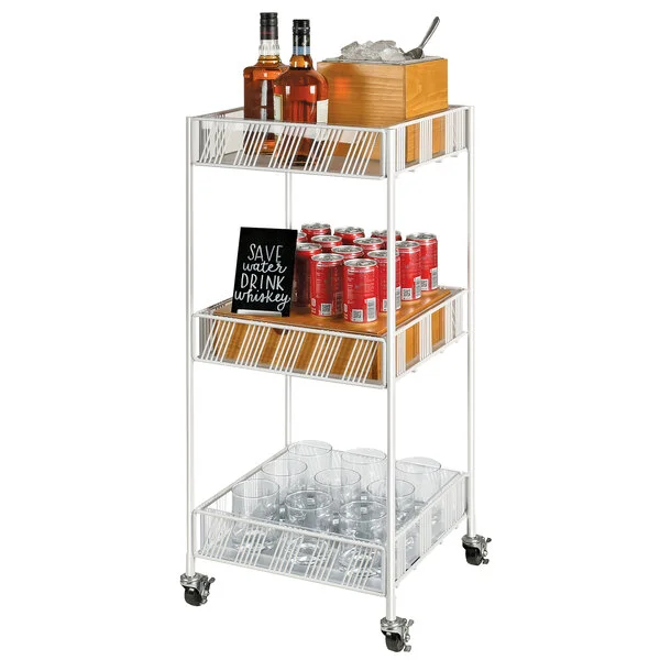 Cal-Mil 4111-15 Portland White 3-Tier Merchandiser Cart with Plastic Inserts- 15