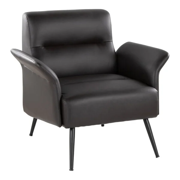 LumiSource Petal Espresso Faux Leather Accent Arm Chair with Black Metal Frame LumiSource Petal Espresso Faux Leather Accent Arm Chair with Black Metal Frame