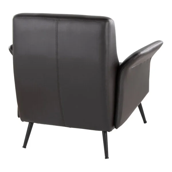 LumiSource Petal Espresso Faux Leather Accent Arm Chair with Black Metal Frame LumiSource Petal Espresso Faux Leather Accent Arm Chair with Black Metal Frame