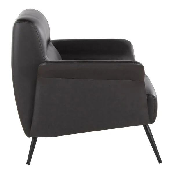 LumiSource Petal Espresso Faux Leather Accent Arm Chair with Black Metal Frame LumiSource Petal Espresso Faux Leather Accent Arm Chair with Black Metal Frame