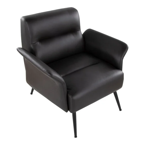 LumiSource Petal Espresso Faux Leather Accent Arm Chair with Black Metal Frame LumiSource Petal Espresso Faux Leather Accent Arm Chair with Black Metal Frame