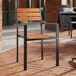 Lancaster Table & Seating Axel Black Powder-Coated Outdoor Chair with Brown Faux Teak Slat Seat and Arms Lancaster Table & Seating Axel Black Powder-Coated Outdoor Chair with Brown Faux Teak Slat Seat and Arms
