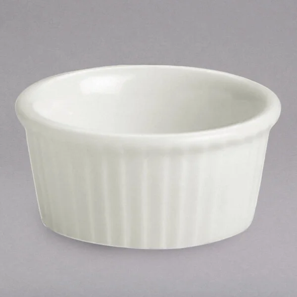 Hall China from Steelite International HL8430AWHA Ivory (American White) 1 oz. Fluted Ramekin - 72/Case Hall China from Steelite International HL8430AWHA Ivory (American White) 1 oz. Fluted Ramekin - 72/Case