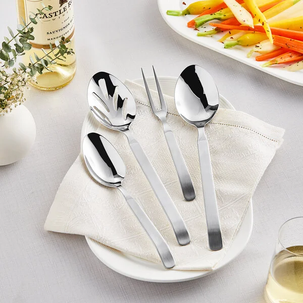 Acopa Skyscraper 4-Piece 18/8 Stainless Steel Extra Heavy Weight Serving Utensils Set