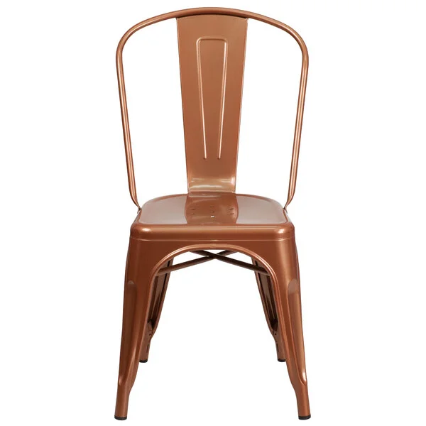 Flash Furniture ET-3534-POC-GG Copper Stackable Galvanized Steel Chair with Vertical Slat Back and Drain Hole Seat Flash Furniture ET-3534-POC-GG Copper Stackable Galvanized Steel Chair with Vertical Slat Back and Drain Hole Seat