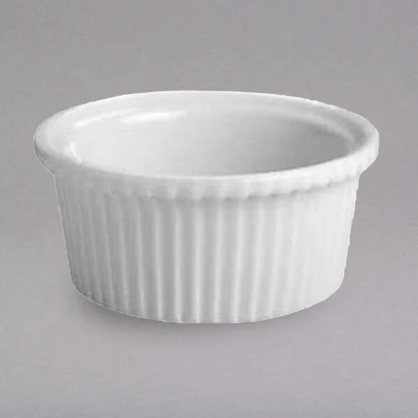 Hall China from Steelite International HL8390AWHA 5 oz. White Fluted China Ramekin - 24/Case Hall China from Steelite International HL8390AWHA 5 oz. White Fluted China Ramekin - 24/Case