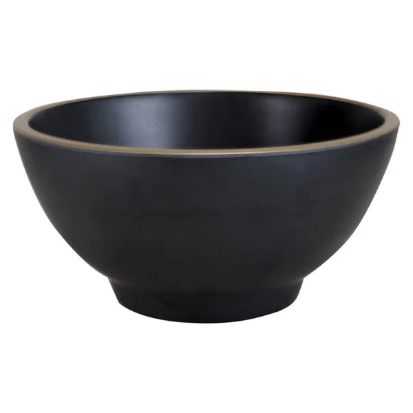 Elite Global Solutions B245080-GLDB Kobe 1.6 Qt. Black / Gold Round Melamine Serving Bowl - 6/Case Elite Global Solutions B245080-GLDB Kobe 1.6 Qt. Black / Gold Round Melamine Serving Bowl - 6/Case