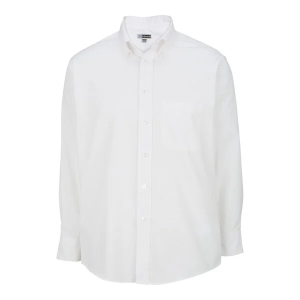 Edwards 1077 Men's Customizable White Long Sleeve Wrinkle-Resistant Easy-Care Oxford Dress Shirt with Soil Release - M Edwards 1077 Men's Customizable White Long Sleeve Wrinkle-Resistant Easy-Care Oxford Dress Shirt with Soil Release - M