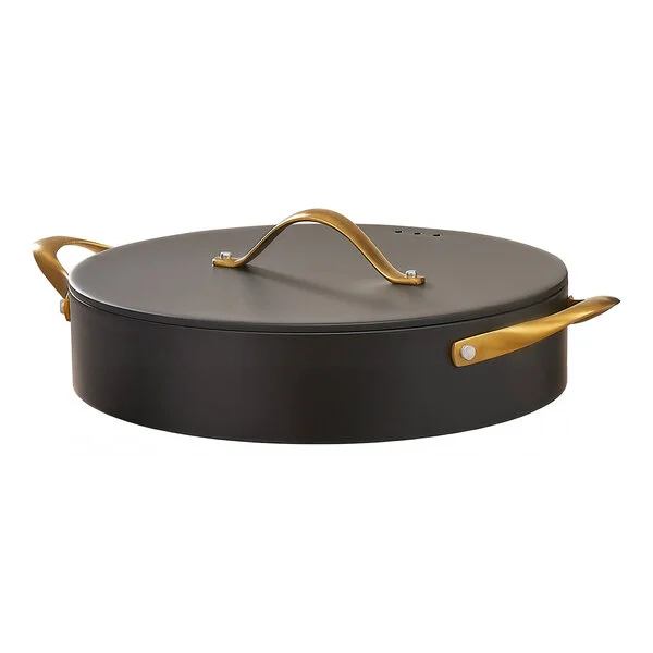 Spring USA Ambassador 4 Qt. Black Round Induction-Ready Chafer Casserole Pan with Cover 8756-8-28 Spring USA Ambassador 4 Qt. Black Round Induction-Ready Chafer Casserole Pan with Cover 8756-8-28