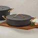 Spring USA Ambassador 4 Qt. Black Round Induction-Ready Chafer Casserole Pan with Cover 8756-8-28 Spring USA Ambassador 4 Qt. Black Round Induction-Ready Chafer Casserole Pan with Cover 8756-8-28