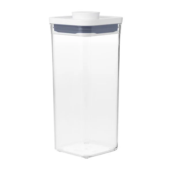 OXO Good Grips 1.7 Qt. Clear Square SAN Plastic Food Storage Container with White POP Lid OXO Good Grips 1.7 Qt. Clear Square SAN Plastic Food Storage Container with White POP Lid