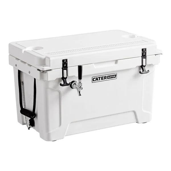 CaterGator JB45WH White 1 Faucet 47 Qt. Insulated Jockey Box with 69 ft. Coil CaterGator JB45WH White 1 Faucet 47 Qt. Insulated Jockey Box with 69 ft. Coil