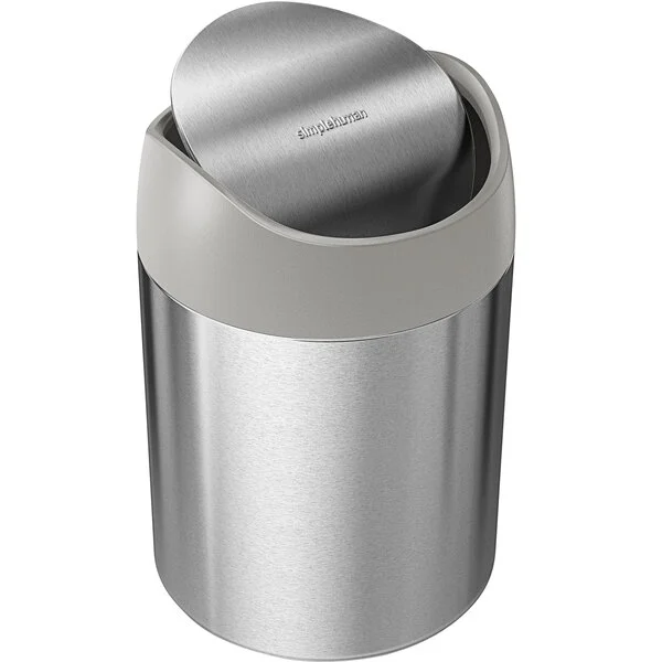 simplehuman CW2084 0.4 Gallon / 1.5 Liter Brushed Stainless Steel Countertop Swing Top Round Wastebasket / Trash Can simplehuman CW2084 0.4 Gallon / 1.5 Liter Brushed Stainless Steel Countertop Swing Top Round Wastebasket / Trash Can