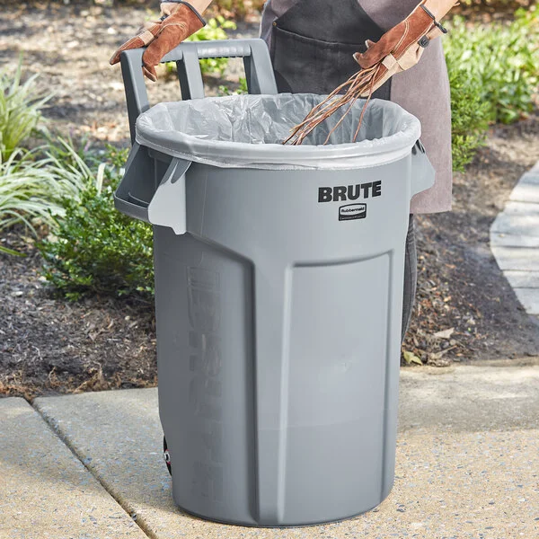 Rubbermaid® BRUTE 2179403 32 Gallon Wheeled Round Gray Trash Can Rubbermaid® BRUTE 2179403 32 Gallon Wheeled Round Gray Trash Can
