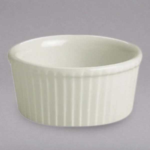 Hall China from Steelite International HL8350AWHA Ivory (American White) 4.5 oz. Fluted Ramekin - 24/Case Hall China from Steelite International HL8350AWHA Ivory (American White) 4.5 oz. Fluted Ramekin - 24/Case