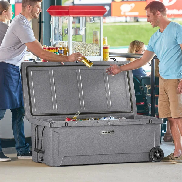 CaterGator CG200PGW Gray 210 Qt. Mobile Rotomolded Outdoor Cooler / Ice Chest CaterGator CG200PGW Gray 210 Qt. Mobile Rotomolded Outdoor Cooler / Ice Chest