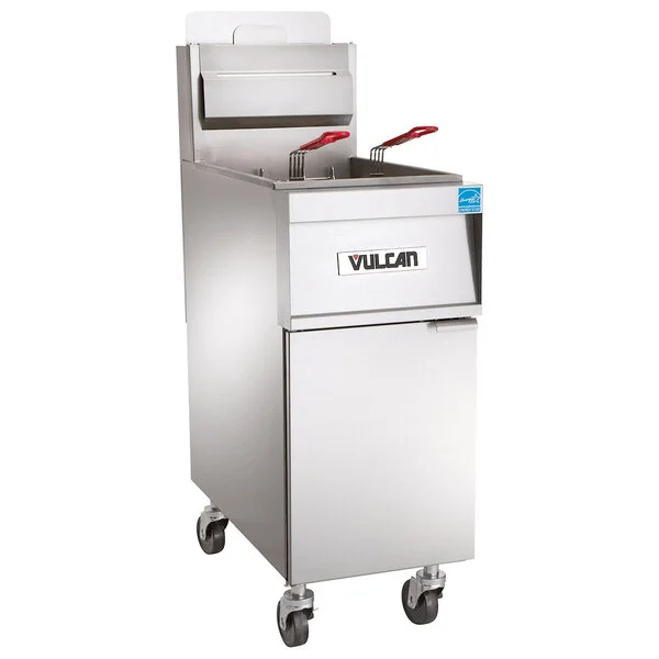 Vulcan 1TR85AF-2 PowerFry3 Liquid Propane 85-90 lb. Floor Fryer with Solid State Analog Controls and KleenScreen Filtration System - 90,000 BTU Vulcan 1TR85AF-2 PowerFry3 Liquid Propane 85-90 lb. Floor Fryer with Solid State Analog Controls and KleenScreen Filtration System - 90,000 BTU