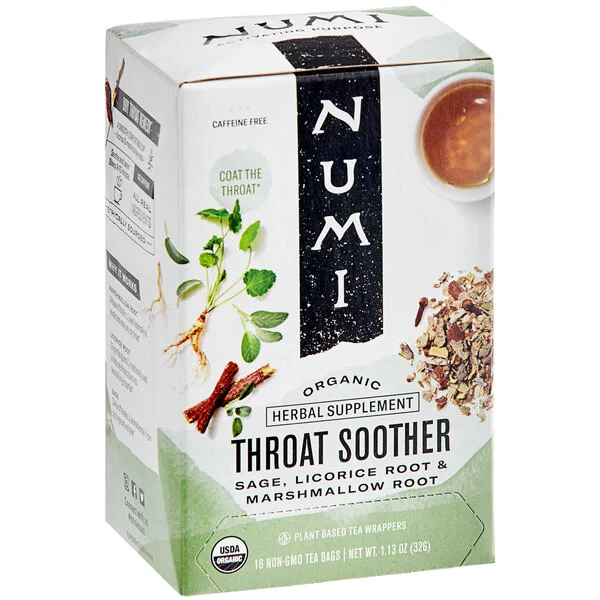 Numi Organic Throat Soother Herbal Tea Bags - 96/Case Numi Organic Throat Soother Herbal Tea Bags - 96/Case