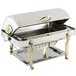 Bon Chef 18040 Elite Rectangle 8 Qt. Dripless Stainless Steel with Brass Accents Roll Top Chafer with Lion Legs Bon Chef 18040 Elite Rectangle 8 Qt. Dripless Stainless Steel with Brass Accents Roll Top Chafer with Lion Legs