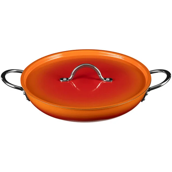 Bon Chef Country French X 3 Qt. Ombre Tangerine Saute Pan with Cover 73306-OM-T Bon Chef Country French X 3 Qt. Ombre Tangerine Saute Pan with Cover 73306-OM-T