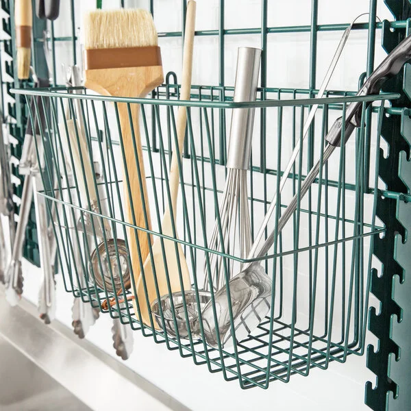 Metro H212K3 Metroseal Green Storage Basket for Wire Shelving 17 3/8 Metro H212K3 Metroseal Green Storage Basket for Wire Shelving 17 3/8