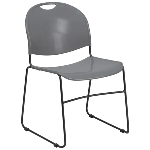 Flash Furniture RUT-188-GY-GG Hercules Series Gray Ultra-Compact Stack Chair with Black Frame Flash Furniture RUT-188-GY-GG Hercules Series Gray Ultra-Compact Stack Chair with Black Frame