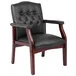 Boss B959-BK Ivy League Black Caressoft Executive Guest Chair with Mahogany Finish Boss B959-BK Ivy League Black Caressoft Executive Guest Chair with Mahogany Finish