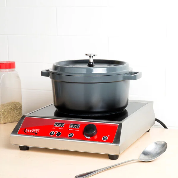 GET Heiss 4.5 Qt. Gray Enamel Coated Cast Aluminum Round Dutch Oven with Lid CA-012-GR/BK/CC