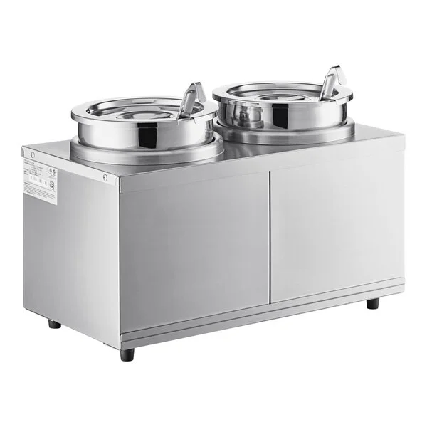Carnival King RWLL35DBL Double 3.5 Qt. Warmer with Inset Pots, Lids, and Ladles - 120V, 1100W Carnival King RWLL35DBL Double 3.5 Qt. Warmer with Inset Pots, Lids, and Ladles - 120V, 1100W
