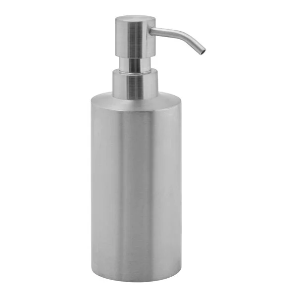 room360 Tokyo 12 oz. Brushed Silver Stainless Steel Soap Dispenser with Mirrored Stainless Top - 6/Case