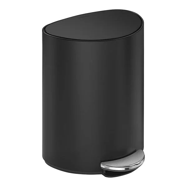 simplehuman CW2109 1.6 Gallon / 6 Liter Matte Black Stainless Steel Semi-Round Step-On Trash Can with Liner Pocket simplehuman CW2109 1.6 Gallon / 6 Liter Matte Black Stainless Steel Semi-Round Step-On Trash Can with Liner Pocket