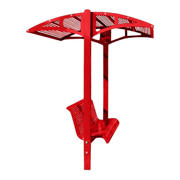 Paris Site Furnishings Shade Series 6' Carmine Red Inground Mounted Park Bench with Canopy and Basket Weave Perforations 85 1/2 Paris Site Furnishings Shade Series 6' Carmine Red Inground Mounted Park Bench with Canopy and Basket Weave Perforations 85 1/2