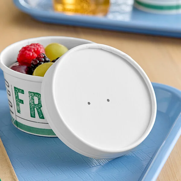 Inno-Pak To Go Fresh 8-16 oz. White Poly-Coated Paper Food Cup Vented Lid - 500/Case