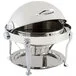 Bon Chef 18000CH Elite Round 8 Qt. Dripless Round Stainless Steel with Chrome Accents Roll Top Chafer with Lion Legs Bon Chef 18000CH Elite Round 8 Qt. Dripless Round Stainless Steel with Chrome Accents Roll Top Chafer with Lion Legs