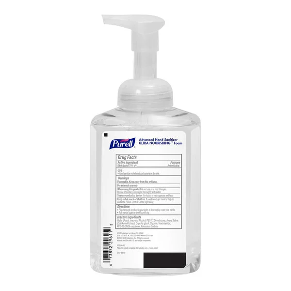 PURELL® Advanced Healthcare 5012-04 515 mL Ultra-Nourishing Foaming Hand Sanitizer with Pump - 4/Case PURELL® Advanced Healthcare 5012-04 515 mL Ultra-Nourishing Foaming Hand Sanitizer with Pump - 4/Case