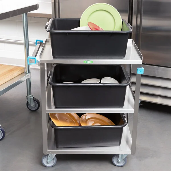 Lakeside 411 Medium Duty Stainless Steel 3 Shelf Utility Cart - 16 3/4