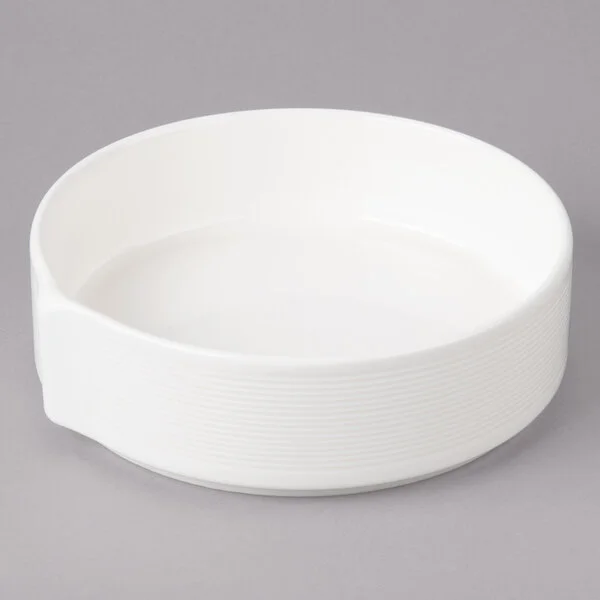 Bon Chef 1400001P Stacked Lines 28 oz. White Porcelain Soup Bowl - 16/Case Bon Chef 1400001P Stacked Lines 28 oz. White Porcelain Soup Bowl - 16/Case