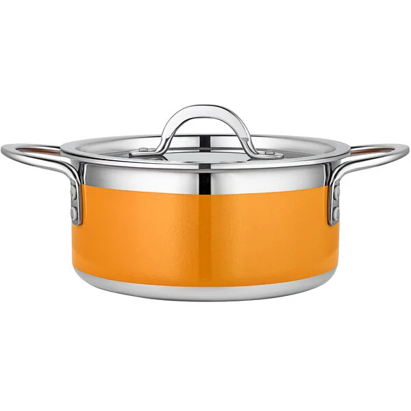 Bon Chef Country French X 2.28 Qt. Orange Stainless Steel Pot - 71300-CF2-O Bon Chef Country French X 2.28 Qt. Orange Stainless Steel Pot - 71300-CF2-O