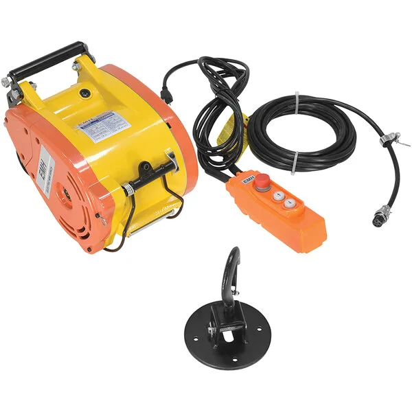 Vestil Orange / Yellow Steel Electric Mini Hanging Cable Hoist EMH-10 - 1000 lb. Capacity Vestil Orange / Yellow Steel Electric Mini Hanging Cable Hoist EMH-10 - 1000 lb. Capacity