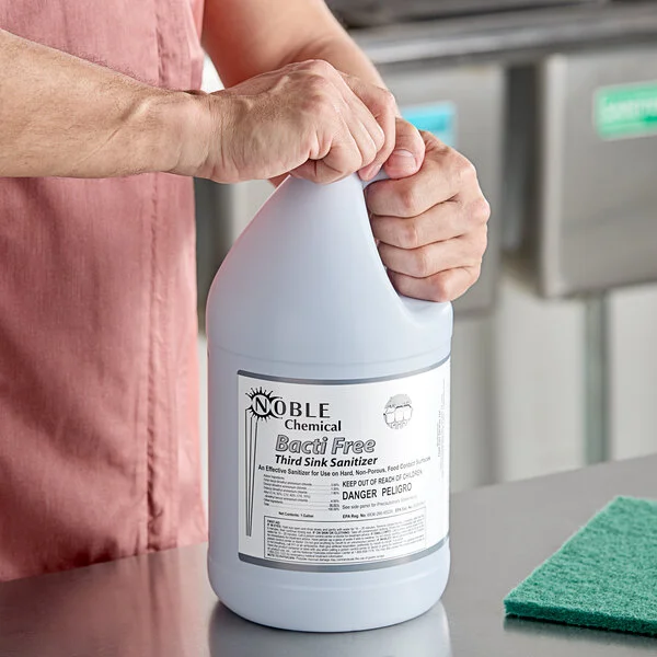 Noble Chemical 1 Gallon / 128 oz. Bacti-Free Concentrated Third Sink Sanitizer - 4/Case
