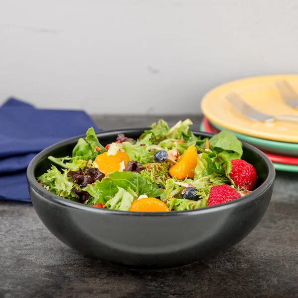 Hall China from Steelite International HL305450AFCA Foundry 55 oz. Black China Large Bistro Bowl - 6/Case Hall China from Steelite International HL305450AFCA Foundry 55 oz. Black China Large Bistro Bowl - 6/Case