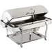 Bon Chef 17040CH Elite Rectangle 8 Qt. Dripless Stainless Steel with Chrome Accents Roll Top Chafer with Renaissance Legs Bon Chef 17040CH Elite Rectangle 8 Qt. Dripless Stainless Steel with Chrome Accents Roll Top Chafer with Renaissance Legs