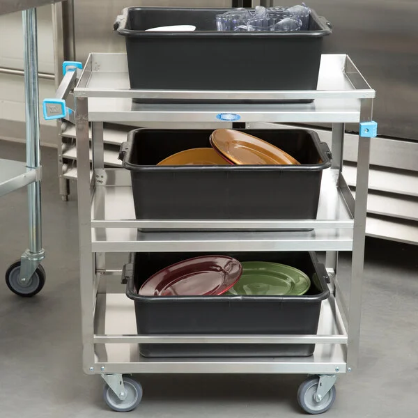 Lakeside 526 Stainless Steel Three Shelf Guard Rail Utility Cart - 31 Lakeside 526 Stainless Steel Three Shelf Guard Rail Utility Cart - 31