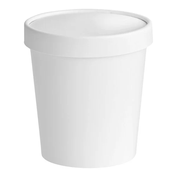 Choice 1 Pint White Paper Double-Wall Frozen Yogurt / Food Cup with Paper Lid - 250/Case Choice 1 Pint White Paper Double-Wall Frozen Yogurt / Food Cup with Paper Lid - 250/Case