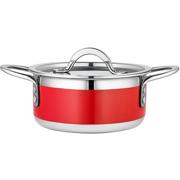 Bon Chef Country French X 1.7 Qt. Red Stainless Steel Pot - 71299-CF2-R Bon Chef Country French X 1.7 Qt. Red Stainless Steel Pot - 71299-CF2-R