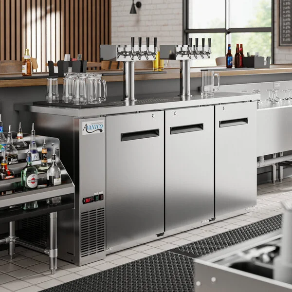 Avantco UDD-72-HC-S (2) Four Tap Kegerator Beer Dispenser - Stainless Steel, (3) 1/2 Keg Capacity