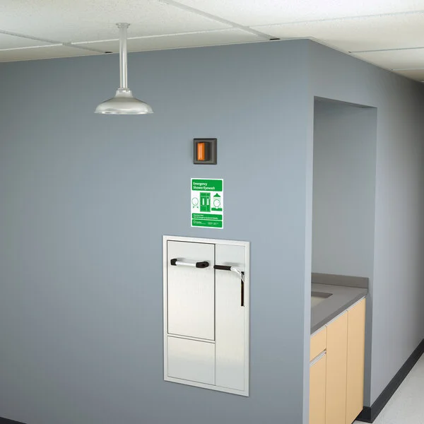 Guardian Equipment GBF2150 Recessed Safety Station with Drain Pan and Exposed Shower Head