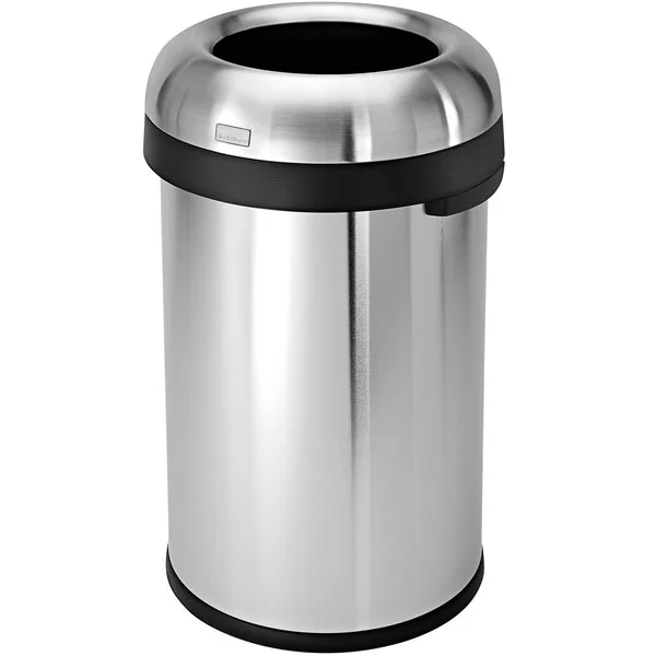 simplehuman CW1469 21 Gallon / 80 Liter Brushed Stainless Steel Bullet Round Open Top Trash Can
