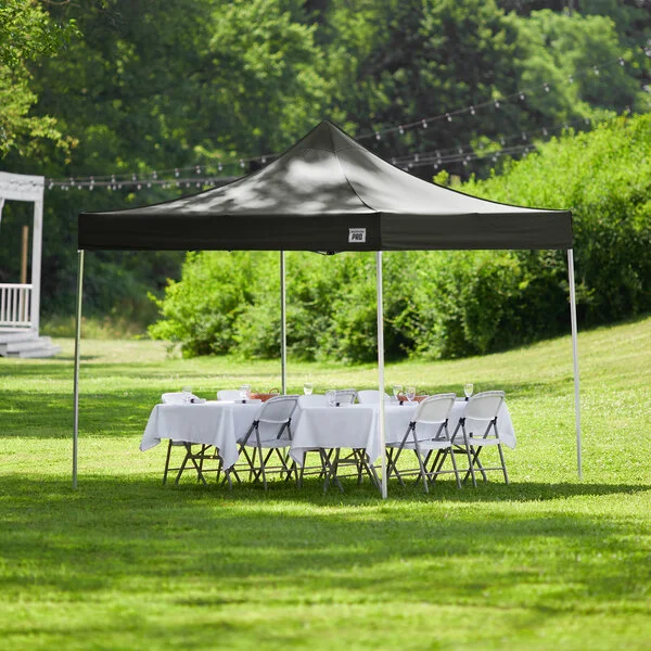 Backyard Pro Courtyard Series 10' x 10' Black Straight Leg Heavy-Duty Aluminum Instant Pop-Up Canopy Tent Backyard Pro Courtyard Series 10' x 10' Black Straight Leg Heavy-Duty Aluminum Instant Pop-Up Canopy Tent